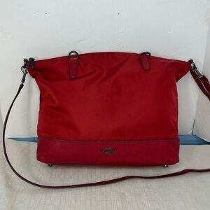 Coach NYLON SATCHEL (COACH F57902)
ANTIQUE SILVER/TRUE RED